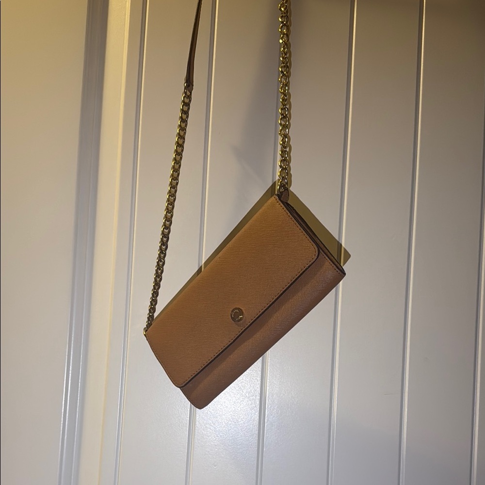 Elegant Brown Leather Crossbody Michael kors bag